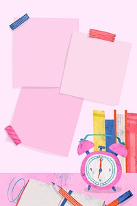 Blank pink back to school frame vector