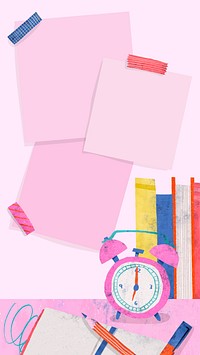 Blank pink back to school mobile phone wallpaper vector
