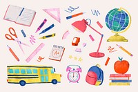 Back to school stationery vector set