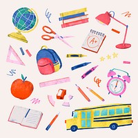 Back to school stationery vector set