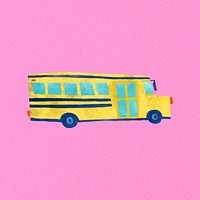 Yellow school bus on a pink background vector