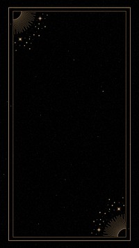 Mystical gold frame on black background mobile phone wallpaper