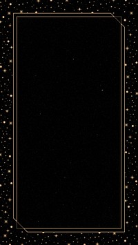 Mystical gold frame on black background mobile phone wallpaper