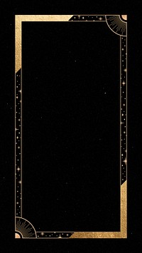 Mystical gold frame on black background mobile phone wallpaper