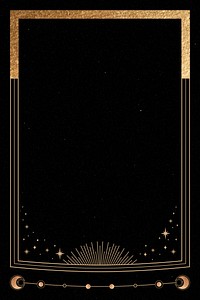 Mystical golden frame on black background vector