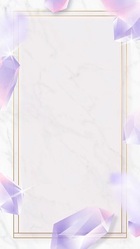 Rectangle crystal frame on marble background mobile phone wallpaper vector