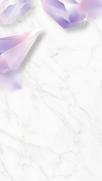 Crystal frame design on marble background mobile phone wallpaper vector