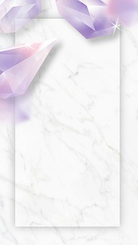 Rectangle crystal frame on marble background mobile phone wallpaper vector