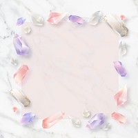 Colorful crystal frame design on marble background vector