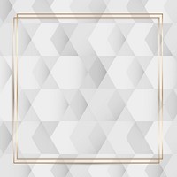 Gold frame on white and gray geometric pattern background vector