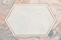 Fluid hexagon golden frame vector