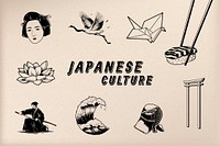Japanese cultural &amp; traditional symbol vector set