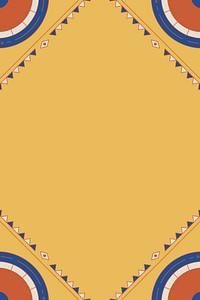Ethnic geometrical patterned blank yellow frame vector