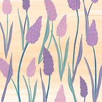 Hand drawn grape hyacinth patterned background vector
