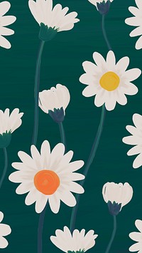 Flower mobile wallpaper, retro pattern summer background