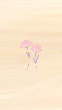 Hand drawn cosmos flower mobile phone wallpaper vector