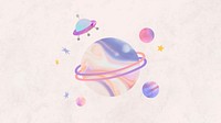 Colorful galaxy watercolor doodle with an UFO on pastel background vector