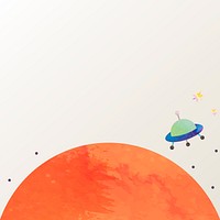 Colorful space watercolor doodle with an UFO on pastel background vector
