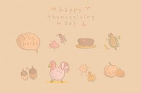 Thanksgiving doodle elements on beige background vector
