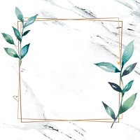 Leafy golden square frame vector