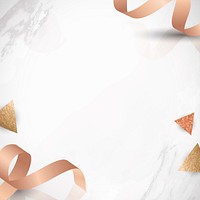 Pink gold ribbon patterned on gray marble background vector