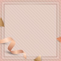 Square frame with pink gold ribbon vector