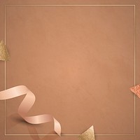 Gold frame with pink gold ribbon vector