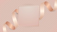 Square frame with pink gold ribbon mockup