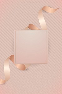 Square frame with pink gold ribbon vector