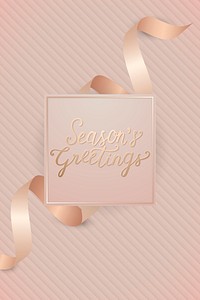 Square frame with pink gold ribbon vector