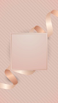 Square frame with pink gold ribbon illustration