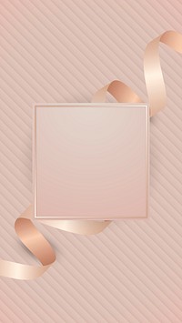 Square frame with pink gold ribbon vector