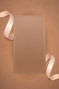 Gold frame with pink gold ribbon vector