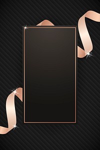 Rectangle frame with pink gold ribbon illustration