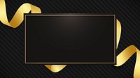 Rectangle frame with gold ribbon pattern on black background vector
