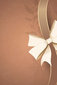 Gold ribbon bow on brown background vector