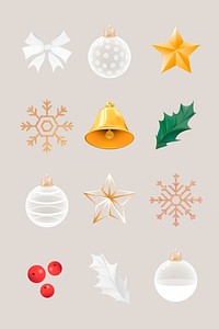 Christmas decorative ornament set vector