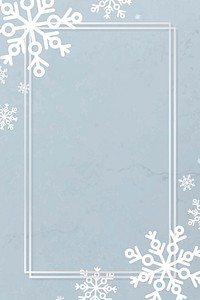White frame with snowflake patterned on blue background vector