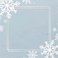 White frame with snowflake patterned on blue background vector