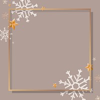 Gold frame with snowflake patterned vector