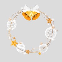 Gold bell with white baubles frame vector