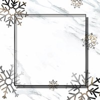 Square frame on snowflake patterned background vector