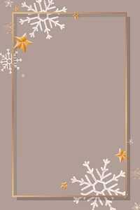 Gold frame with snowflake patterned vector