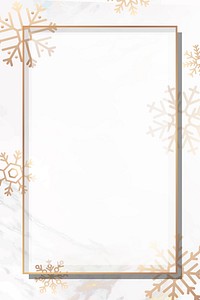 Gold frame on snowflake patterned background vector