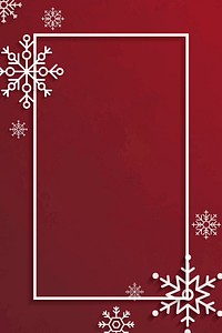 Snowflake Christmas frame design on a red background vector