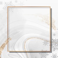 Snowflake golden frame social ads template vector