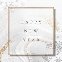 Golden happy new year frame social ads template vector