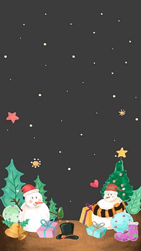 Cute snowman on Christmas night mobile phone wallpaper vector