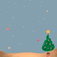 Cute Christmas tree at night background vector