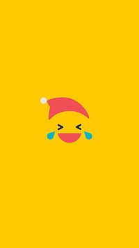 Santa smiling with tears of joy emoticon on yellow background vector mobile phone wallpaper vector